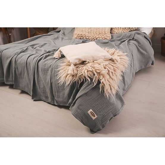 Muslin ágytakaró 210x240 sötétszürke