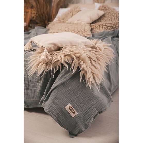 Muslin ágytakaró 210x240 sötétszürke