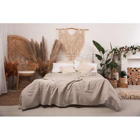 Muslin ágytakaró 210x240 világos bézs