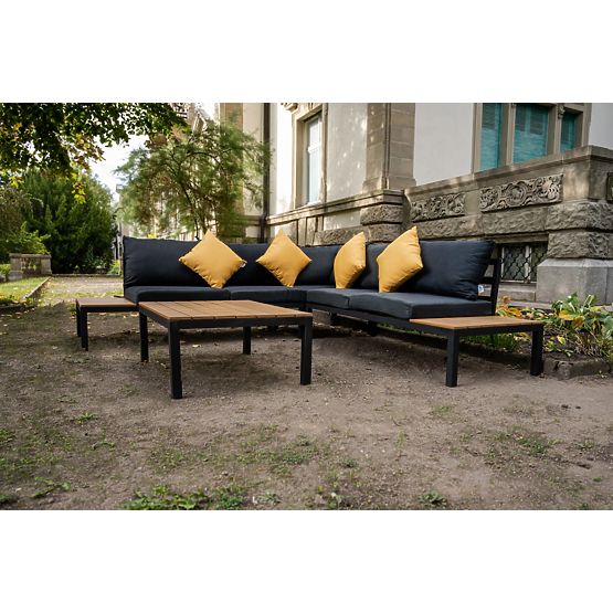 Nagy alumínium sarokszett asztallal MASSIMO fekete