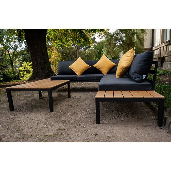 Nagy alumínium sarokszett asztallal MASSIMO fekete