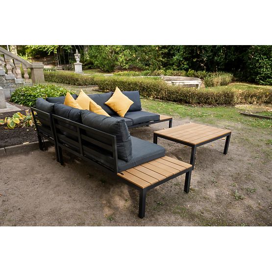 Nagy alumínium sarokszett asztallal MASSIMO fekete