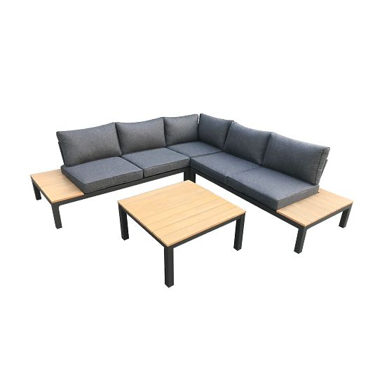 Nagy alumínium sarokszett asztallal MASSIMO fekete