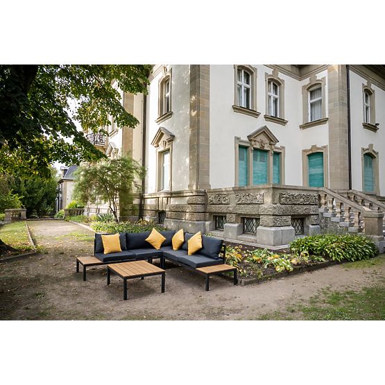 Nagy alumínium sarokszett asztallal MASSIMO fekete