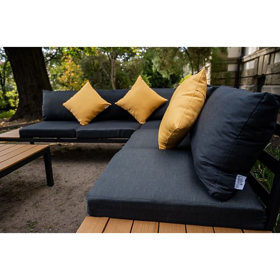 Nagy alumínium sarokszett asztallal MASSIMO fekete