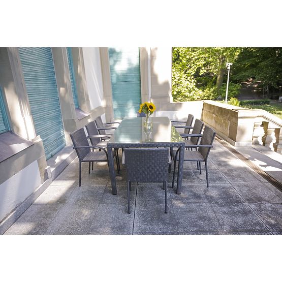 Nagy étkezőgarnitúra technoratánból (8 szék + nagy asztal) SOTTILE szürke