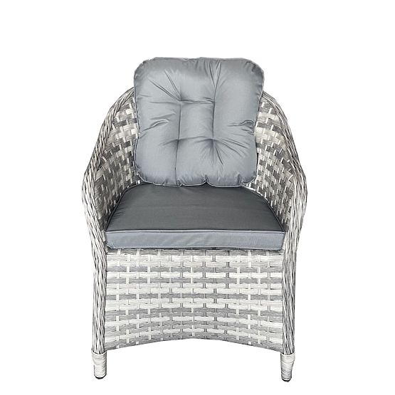 Nagy étkezőgarnitúra technorattanból (6 szék + asztal) MODERNO világosszürke