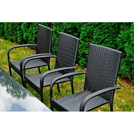 Nagy étkezőgarnitúra technorattanból (asztal 200x100cm + 8 szék) SOTTILE fekete