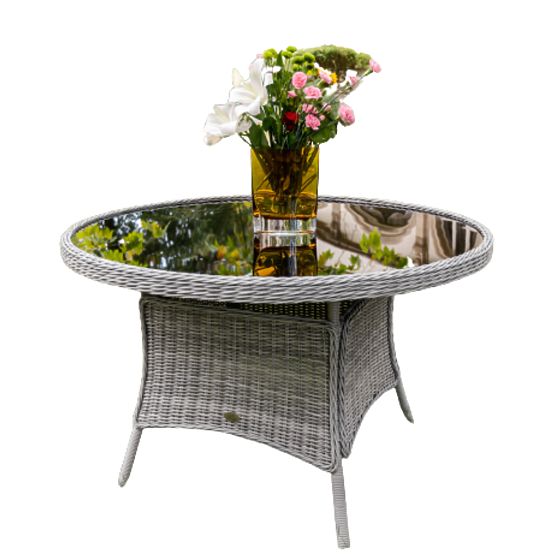 Nagy kerek asztal technorattanból MODERNO világosszürke