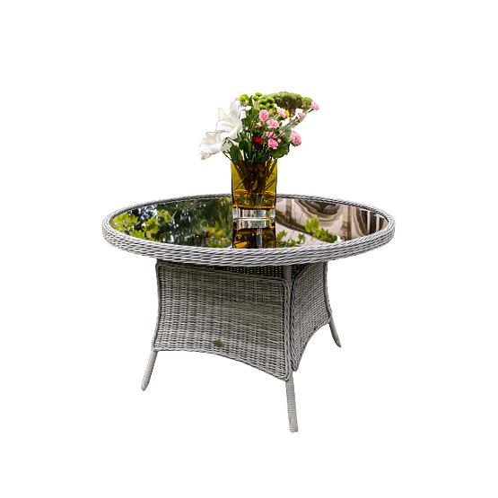 Nagy kerek asztal technorattanból MODERNO világosszürke