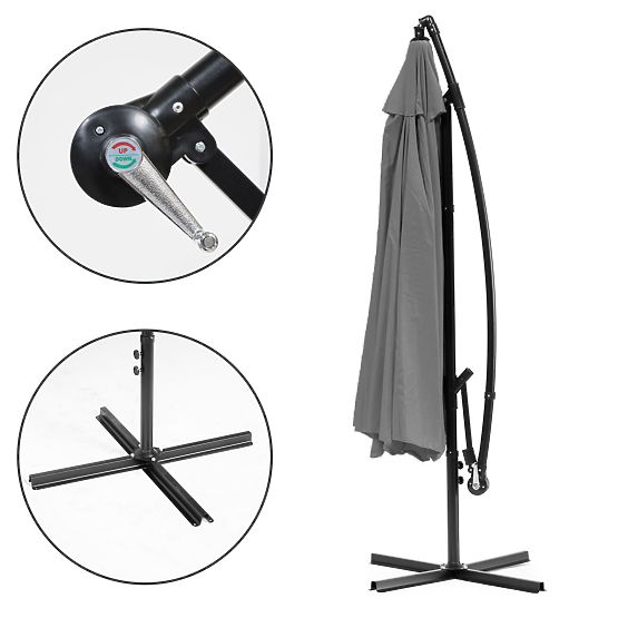 Nagy kerti összecsukható napernyő 3m szürke 6 bordával