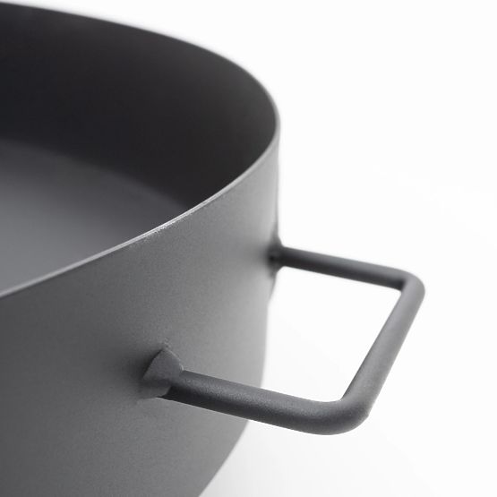 Nagy, masszív kerti öntöttvas tűzrakóhely 60 cm fogantyúkkal, ideális tábortűzhöz