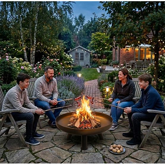 Nagy, masszív öntöttvas kerti tűzrakóhely 60 cm táborozáshoz