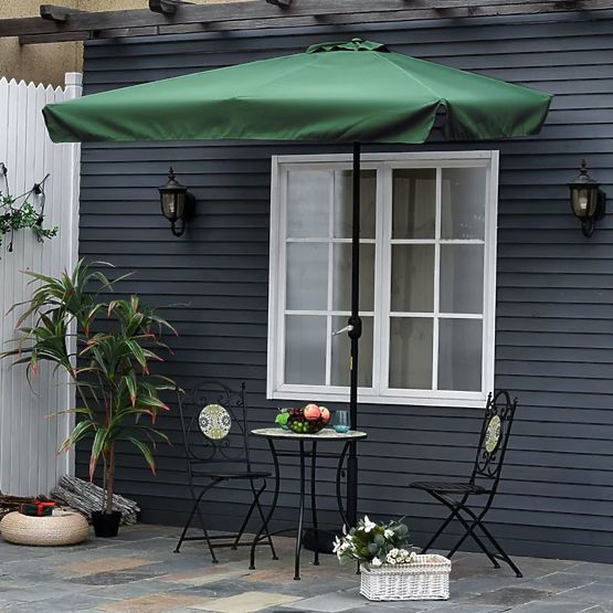 Nagy téglalap alakú kerti dönthető napernyő zöld hajtókarral 200 x 140 cm