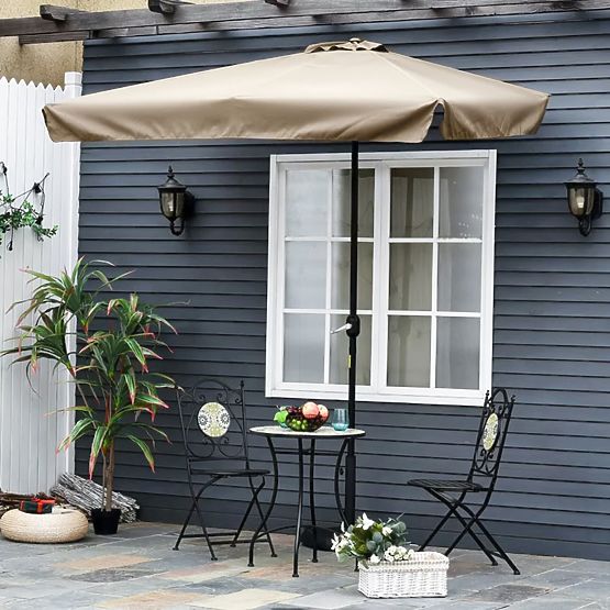 Nagy téglalap alakú kerti dönthető összecsukható napernyő tekerővel bézs 200 x 140 cm