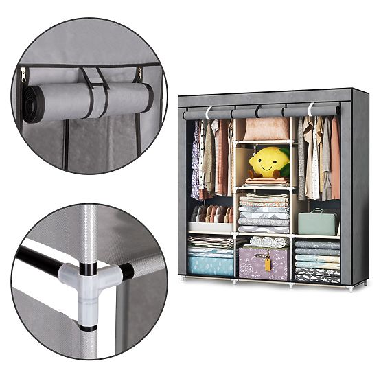 Nagy textil szekrény polcokkal ruhák és cipők számára