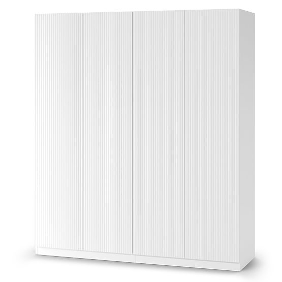 Négyajtós Neroli szekrény, egyszerű hornyok, fehér
