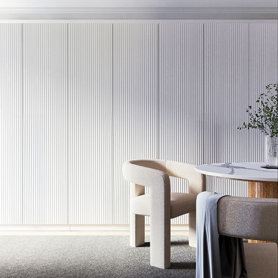 Négyajtós Neroli szekrény, egyszerű hornyok, fehér