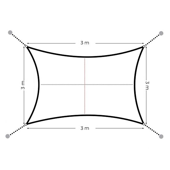 Négyzet alakú napvitorla 3x3m vízálló tető ModernHome - szürke