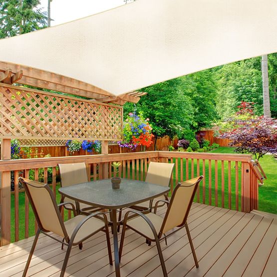 Négyzet alakú napvitorla 5x5m vízálló tető ModernHome - bézs