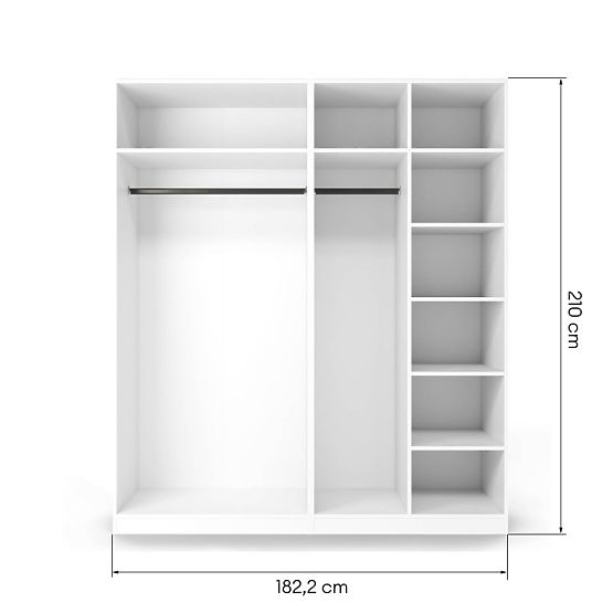Neroli szekrény korpusza/belseje 2 rúddal és polcokkal 182,2 cm, fehér