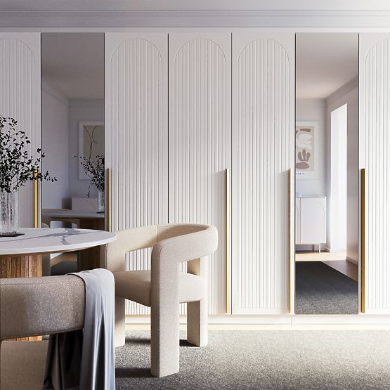 Neroli szekrényajtó, 45,6 cm, ívelt hornyok, fehér, jobb