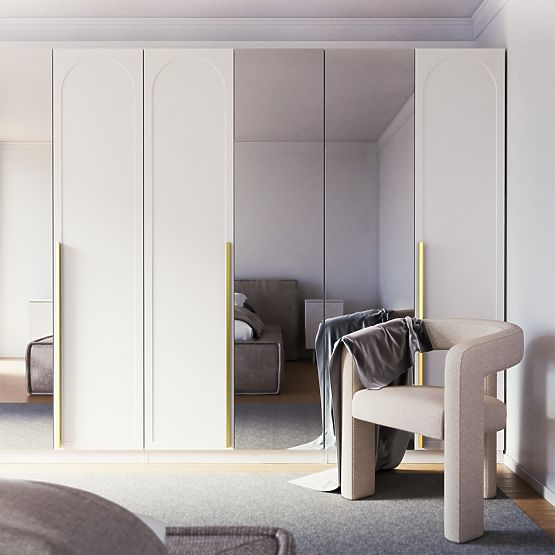 Neroli szekrényajtó, 45,6 cm, íves panel, fehér, jobb