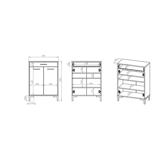 Nevio cipős szekrény - kézműves tölgy