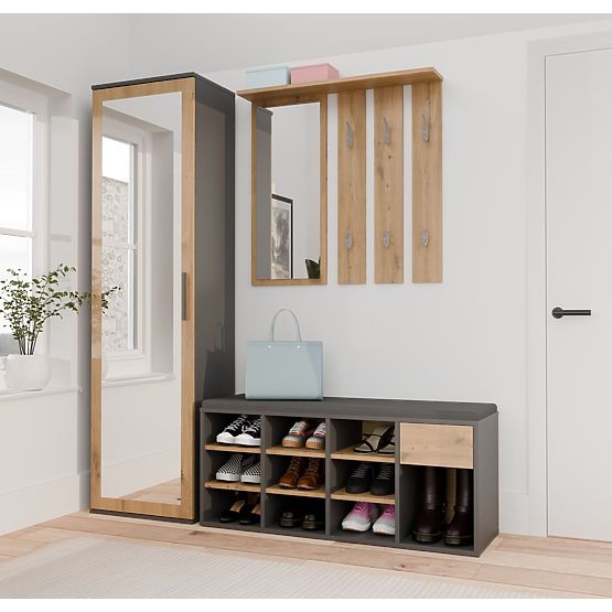 Nyitott cipősszekrény TALLIN ANTRACIT TÖLGY ARTISAN előszobába