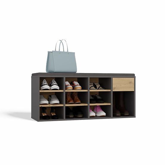 Nyitott cipősszekrény TALLIN ANTRACIT TÖLGY ARTISAN előszobába