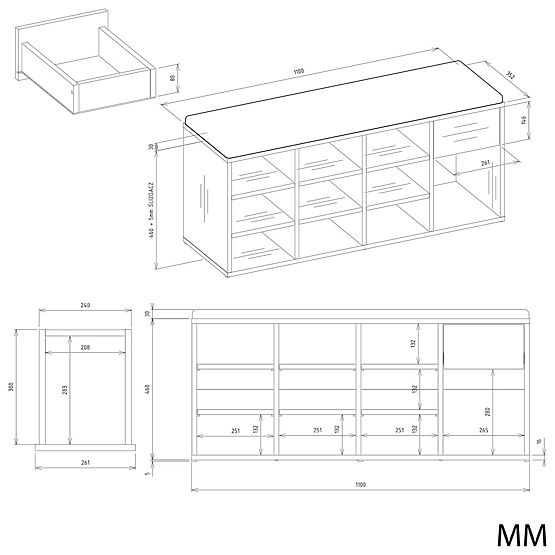 Nyitott cipősszekrény TALLIN ARTISAN TÖLGY előszobába