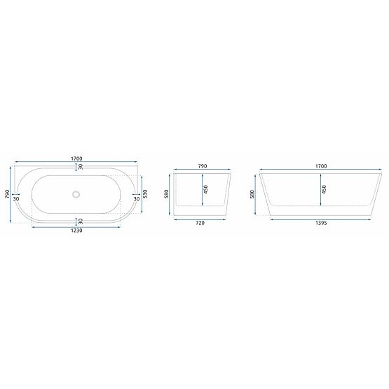 OLIMPIA 170 cm-es akril fali kád