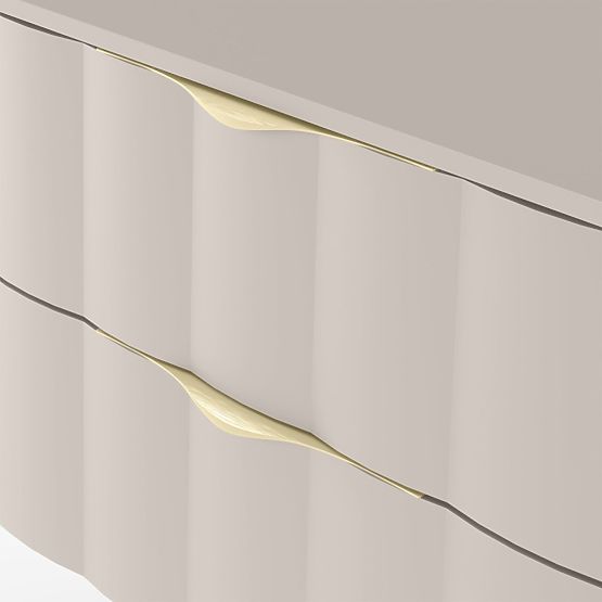 Omi 80 cm-es mosdó alatti szekrény, hullámos előlappal, arany fogantyúkkal, kasmír bézs