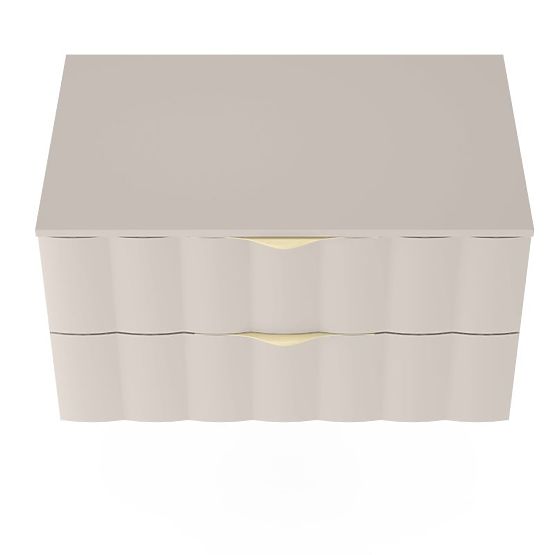 Omi 80 cm-es mosdó alatti szekrény, hullámos előlappal, arany fogantyúkkal, kasmír bézs