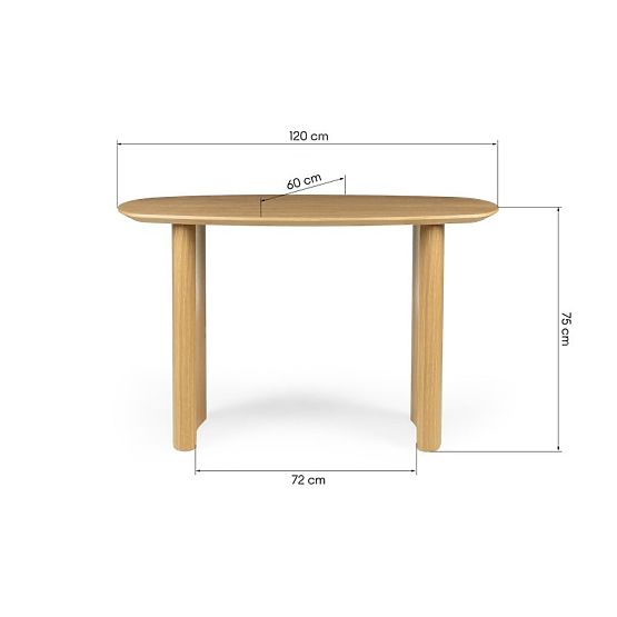 Oriento íróasztal/konzol 120 cm, természetes tölgy furnér