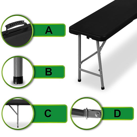 Összecsukható catering pad 180 cm fekete