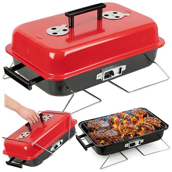 Összecsukható hordozható CAMPAL faszén grill fedéllel