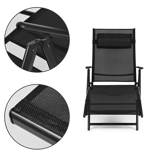 Összecsukható kerti napozóágy állítható háttámlával, acél szerkezet ModernHome