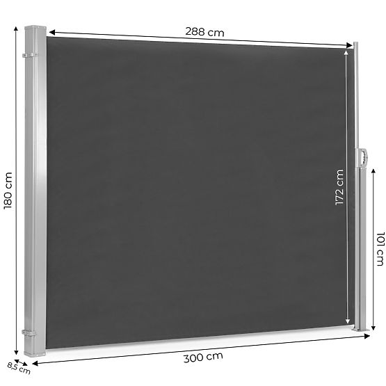 Összecsukható napellenző 300x180 cm oldalsó roló paraván kertbe teraszra antracit