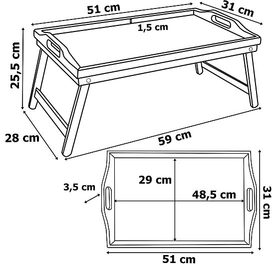 Összecsukható reggelizőtálca AURELIA
