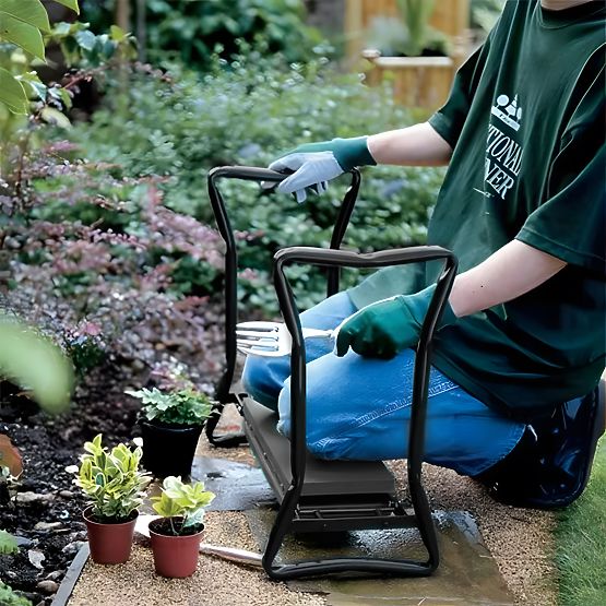 Összecsukható térdeplő - kerti munkaszék 2 az 1-ben - kék