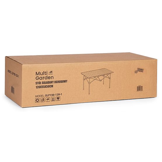 Összecsukható túraasztal 120x55 cm kempingezéshez, táskával, fekete MultiGarden