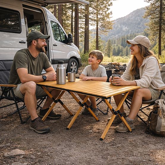 Összecsukható túraasztal 120x60 cm kempingezéshez táskával MultiGarden