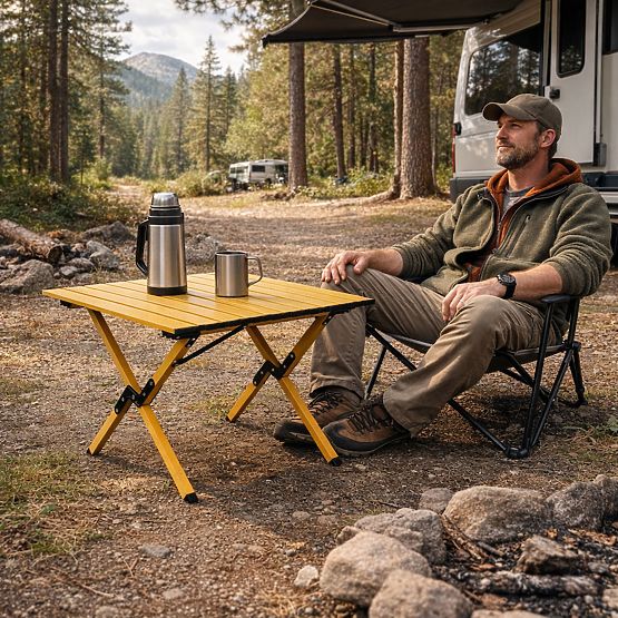 Összecsukható túraasztal 60x60 cm kempingezéshez táskával MultiGarden