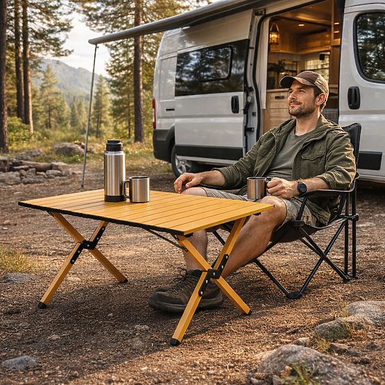 Összecsukható túraasztal 90x60 cm kempingezéshez táskával MultiGarden