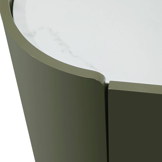 Ovális Nari komód, zöld/szürke, spiek, fényes