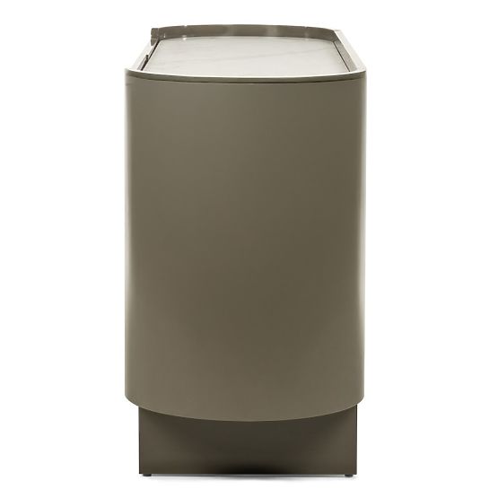 Ovális Nari komód, zöld/szürke, spiek, fényes