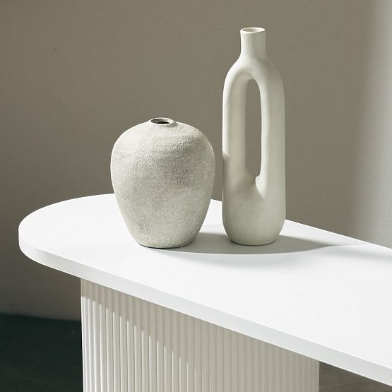 Pauline íróasztal/konzol 140 cm, fehér, lamellákkal