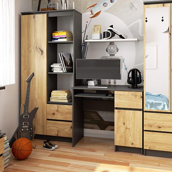 PIKSEL PK SZÜRKE / ARTISAN TÖLGY SZÁMÍTÓGÉPASZTAL - JOBB