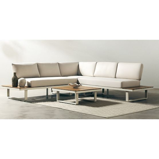 Porticato kerti sarokkanapé asztallal, FSC akácfa, teak megjelenés, világos bézs